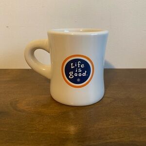 Life Is Good White and Blue Mug